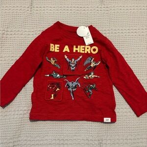 GAP Red 'Be A Hero' Graphic Long-Sleeve Tee
